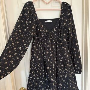 Altar'd State Black Dress with Pink Floral Pattern